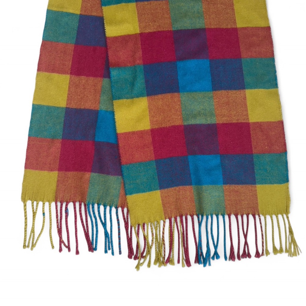 Colorful Multicolor Checkered Plaid Scarf no tag soft like cashmere - Picture 2 of 3